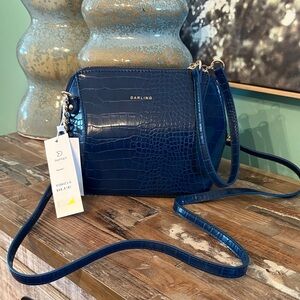 NWT Darling Blue Croc-Embossed Crossbody Bag gorgeous